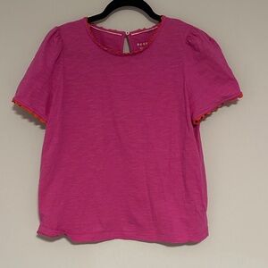 Boden Hot Pink RicRac Trim Tee, Size UK14/US10